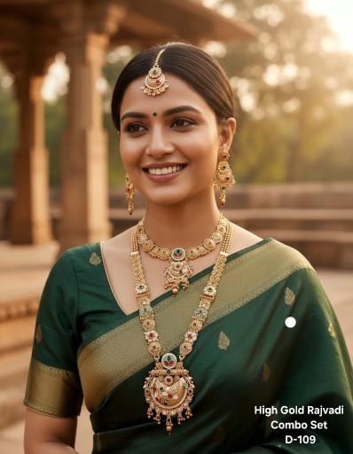 High gold rajvadi combo set D 109 Cheap artificial jewellery suppliers in Delhi